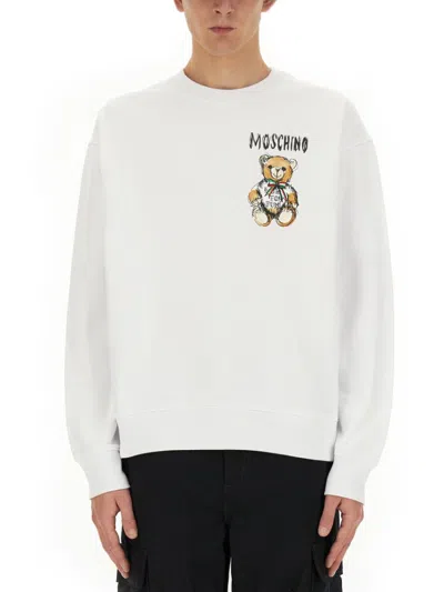 Moschino Couture Drawn Teddy Bear Sweatshirt In White