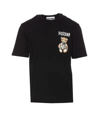 Moschino Drawn Teddy Bear T-shirt In Black