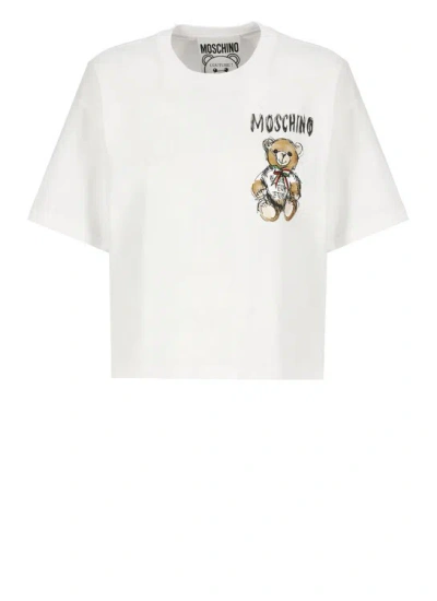 Moschino Drawn Teddy Bear T-shirt In White