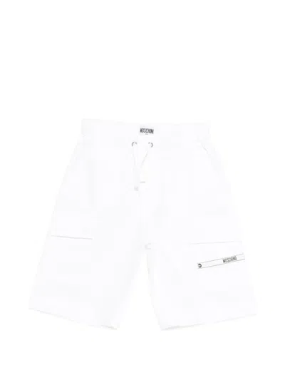 Moschino Kids' Drawstring Cargo Shorts In White