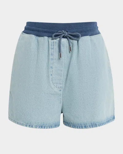 Moschino Drawstring Denim Shorts In Blue