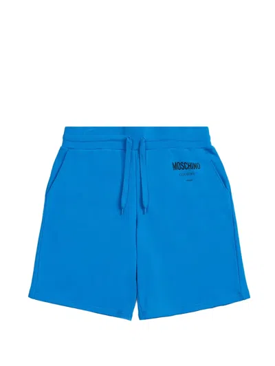 Moschino Drawstring Logo Shorts In Blue