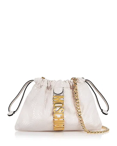 Moschino Drawstring Logo Shoulder Bag In White