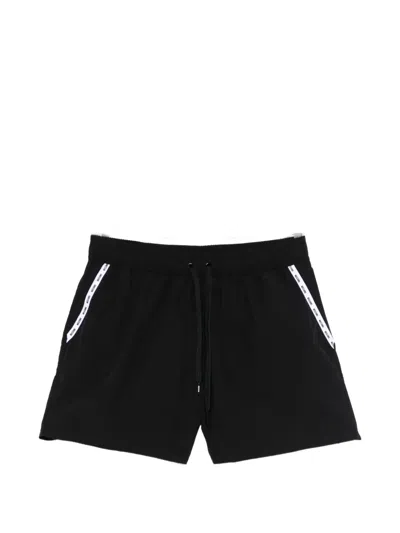 Moschino Drawstring Logo Swim Shorts In Black