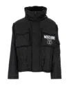 Moschino Nylon Jacket With Adjustable Waist And Hood In Black
