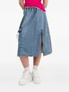 Moschino Drawstring Pocket Denim Midi Skirt In Blue