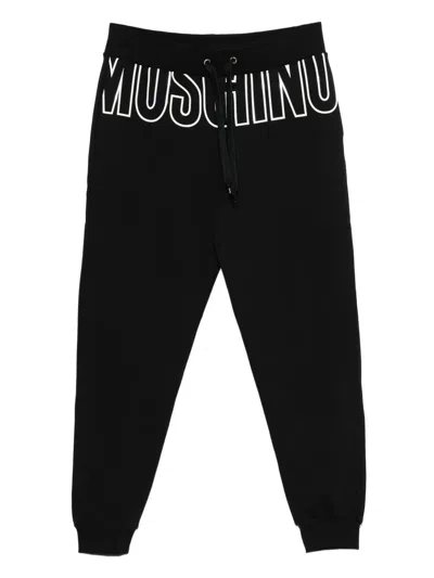 Moschino Tailored Black Trousers With Logo-embellished Waistband