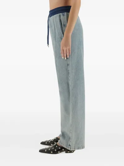 Moschino Wide-leg Denim Jeans With Drawstring Waistband In Gray