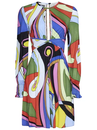 Moschino Woman Mini Dress Sky Blue Size 8 Viscose In A1888