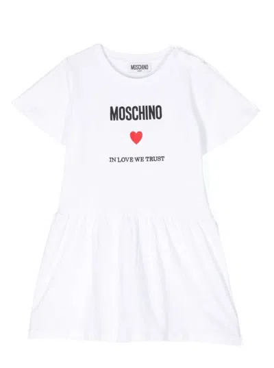 Moschino Babies' Dress In Bianco
