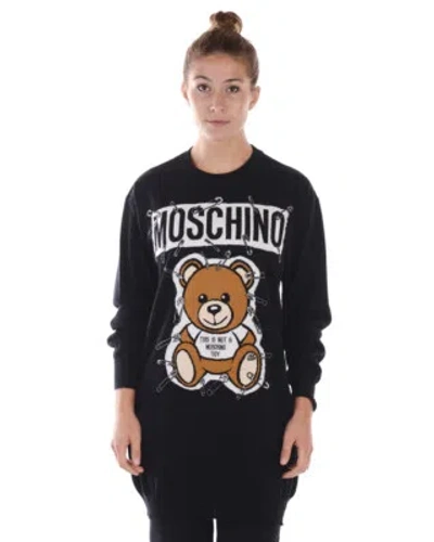 Pre-owned Moschino Dress F/w Wool Made In Italy Woman Black V04935501 1555 Sz.s Make Offer