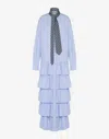 Moschino Ruffled Cotton Dress In Azure