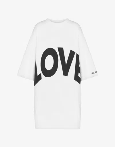 Moschino Logo-print Cotton Dress In White