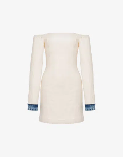 Moschino Dress In Stretch Cotton Denim Details In White