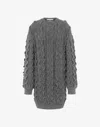 Moschino Ruffled Virgin-wool Blend Knitted Dress In Dark Grey