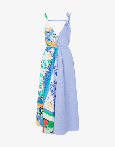 Moschino Dress In Striped Poplin In Blue