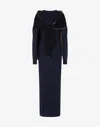 Moschino Attached-scarf Knitted Maxi Dress In Dark Blue