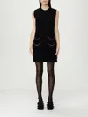 Moschino Zipper Pocket Scalloped Sleeveless Dress In Black