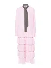 Moschino Attached-tie Midi Dress In Nude & Neutrals