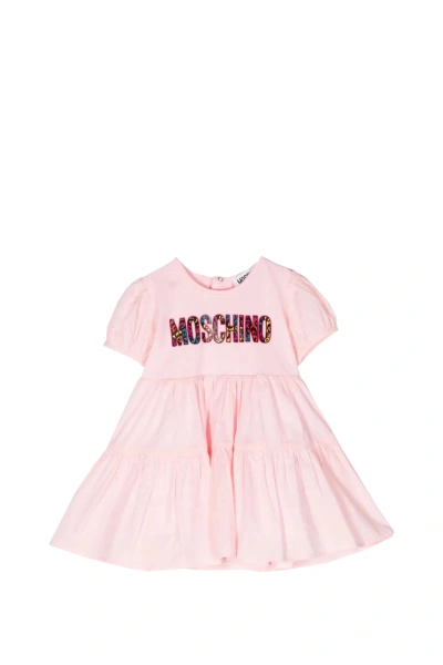 Moschino Babies' Dress With Teddy Bear Print In Rose