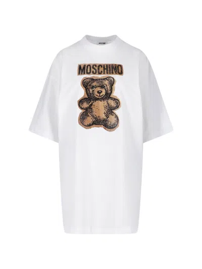 Moschino Dress "teddy Bear" In White