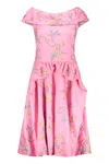 Moschino Dress With Floral Embroidery In Pink