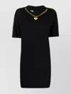 Moschino Dress With Gold Chain And Heart Pendant In Black