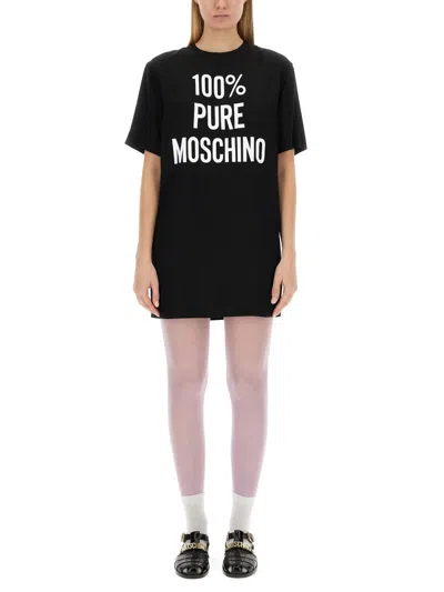 Moschino Couture Dress With Logo In Black