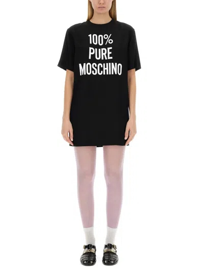Moschino Dress With Logo In Black