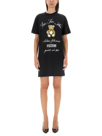 Moschino Dress With Logo In Black