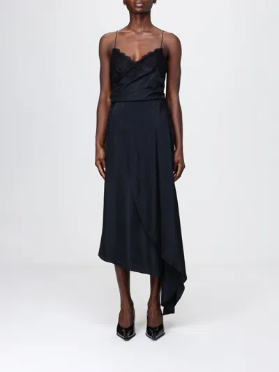 Moschino Black V-neck Satin Dress