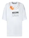 Moschino White Cotton T-shirt With Croissant And Pearls Print In White