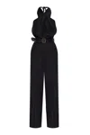 Moschino Halter Neck Jumpsuit With Fitted Bodice In Black