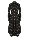 Moschino Pleated Polka Dot Dress With Long Sleeves In Black