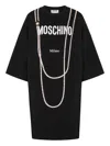 Moschino Short Sleeve Knee Length Nylon Silk Dress In Black