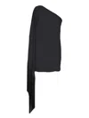 Moschino One-shoulder Fringe Mini Dress In Black