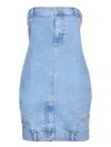 Moschino Bandeau-style Denim Minidress In Blue