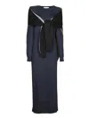 Moschino Attached-scarf Knitted Maxi Dress In Blue
