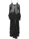 Moschino Silk Georgette Dress Polka Dots In Multi Black