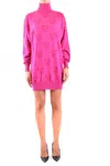 Moschino Shoulder Drop Embossed Pattern Long Dress In Pink