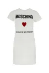 Moschino Logo-embroidered Cotton T-shirt Dress In White