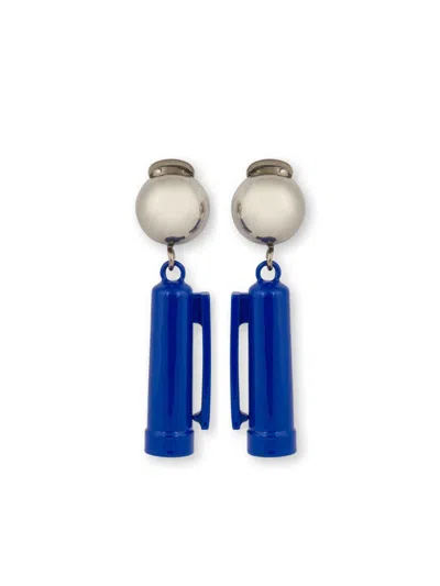 Moschino Drop Clip-on Earrings In Blue
