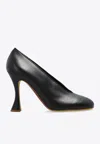 Moschino Black Duck Leather Heels In Black