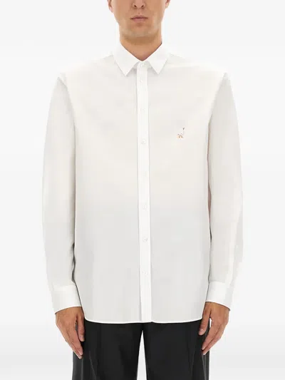 Moschino Couture Goose Embroidered Long-sleeved Shirt In White