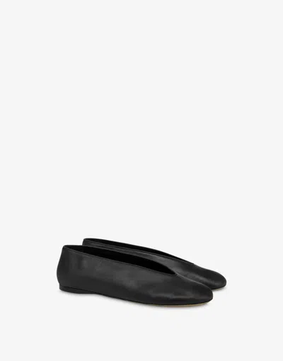 Moschino Duck Nappa Ballerinas In Black