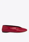Moschino Duck Nappa Leather Ballet Flats In Red