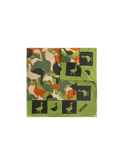 Moschino Duck Print Scarf In Green