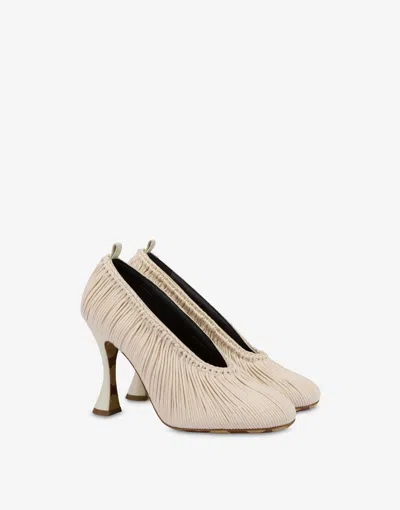 Moschino Duck Waxed Lace Pumps In White
