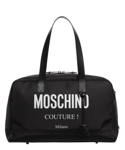 Moschino Nylon Travel Bag In Black