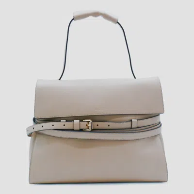 Moschino Ecru Leather Top Handle Bag In Sand